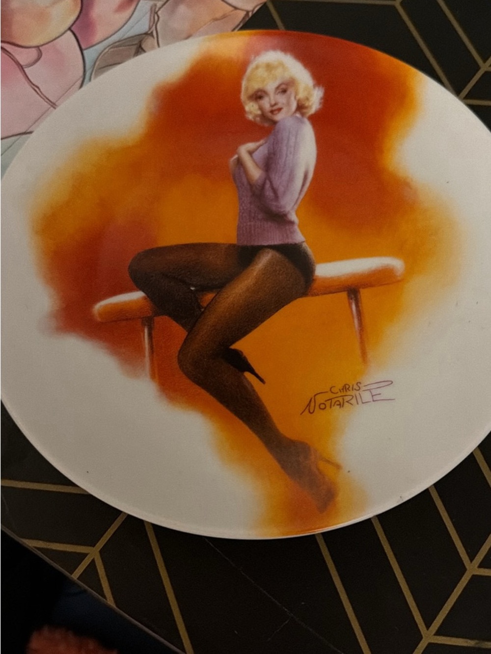 Marilyn Monroe Orange and Purple Pin-Up Art Plate